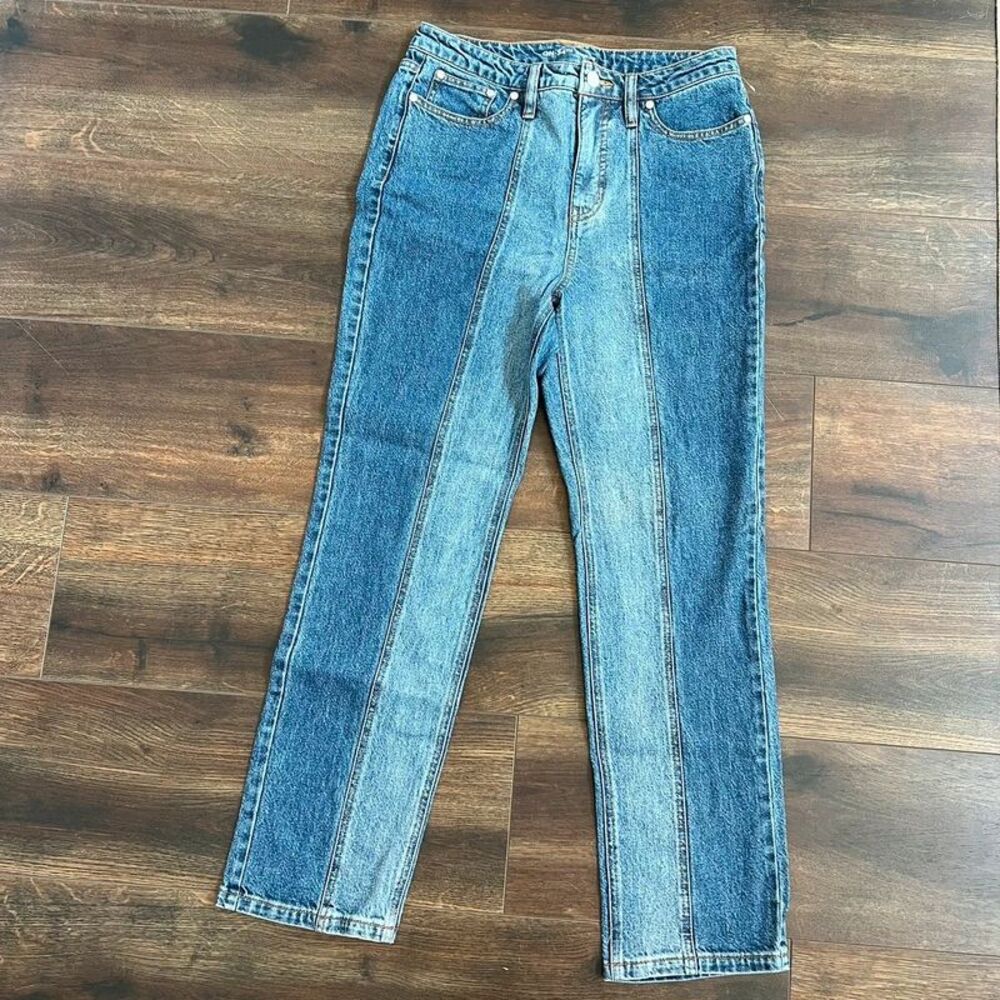 On 34th Two-Tone Straight-Leg Denim Jeans Size 6 (28)